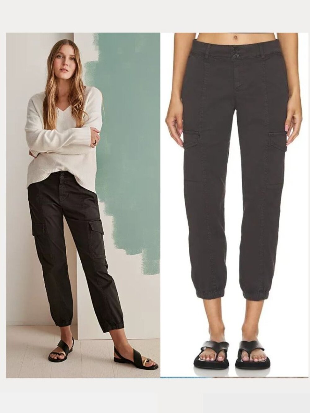 Sanctuary Rebel Cargo Ankle Mid Rise Relaxed Fit Pants CP0694NTO | 25 | Obsedian